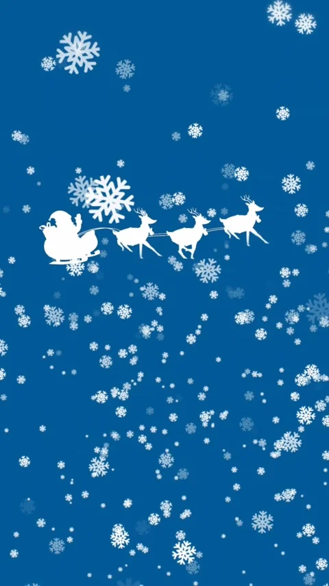 Animation of snowflakes falling over santa claus in sleigh being pulled by Stock Footage 344706170