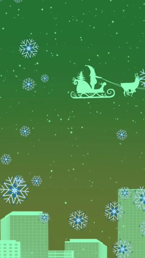 Animation of snowflakes falling over santa claus in sleigh pulled by reindeers Stock Footage 344783119