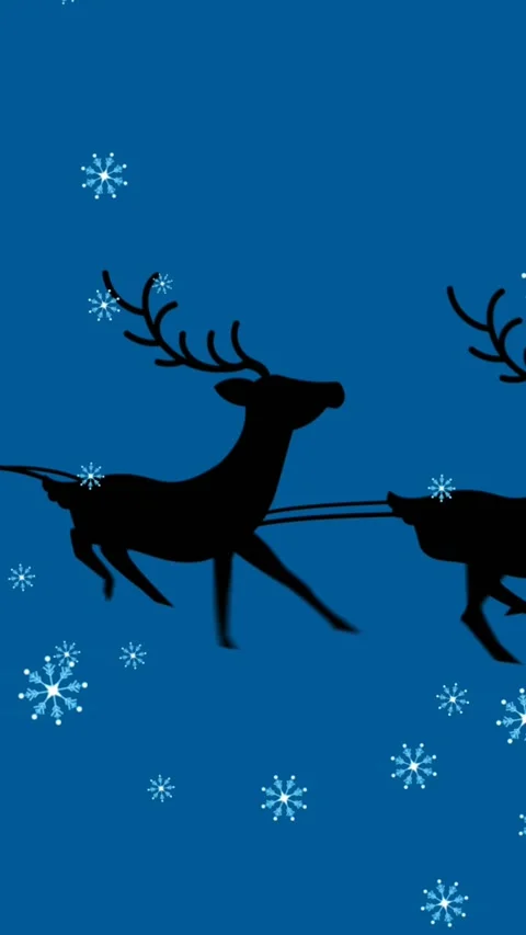 Animation of snowflakes falling over silhouette of santa claus in sleigh being Stock Footage 344669126