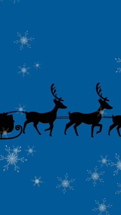 Animation of snowflakes falling over silhouette of santa claus in sleigh being Stock Footage 344693121