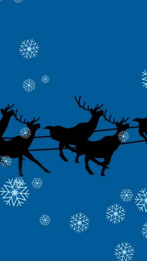 Animation of snowflakes falling over silhouette of santa claus in sleigh being Stock Footage 344706173