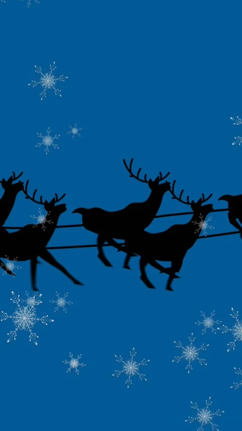 Animation of snowflakes falling over silhouette of santa claus in sleigh being Stock Footage 344722736