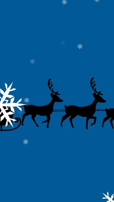 Animation of snowflakes falling over silhouette of santa claus in sleigh being Stock Footage 344722740