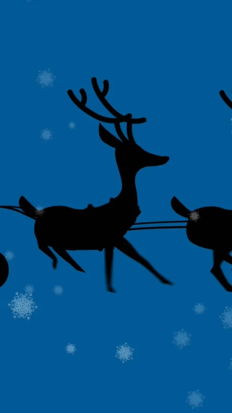 Animation of snowflakes falling over silhouette of santa claus in sleigh being Stock Footage 344745564