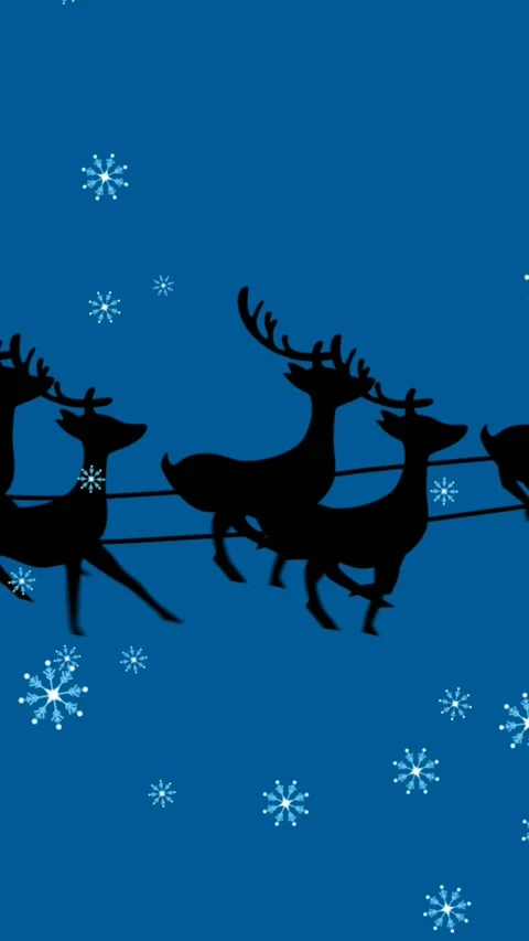 Animation of snowflakes falling over silhouette of santa claus in sleigh being Stock Footage 344783104