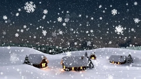 Animation of snowflakes falling over win... | Stock Video | Pond5