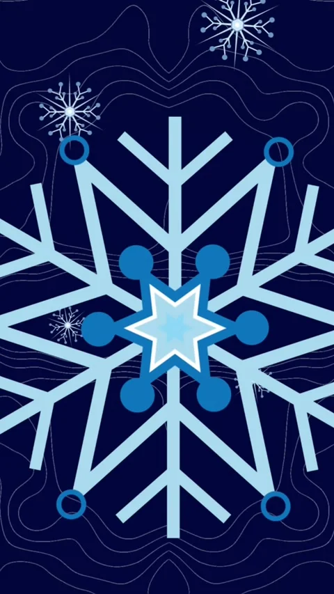Animation of snowflakes floating against topography pattern against blue Stock Footage 344402986