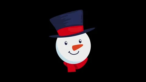 Animation snowman on black screen. Stock Footage 259603592