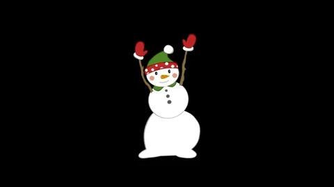 The animation snowman dances, the animated film. Alpha channel, cycle Stock Footage