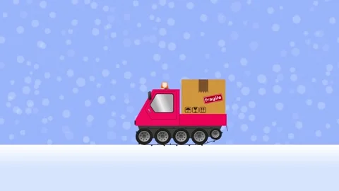 Animation of a snowmobile with a cardboard box. Stock Footage 288748301