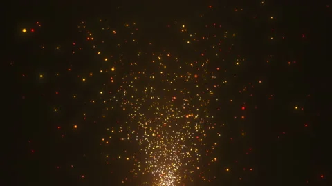 Animation of soaring and falling yellow particles on a dark background Stock Footage 237172095