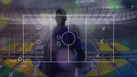 Animation of soccer field, graphs over l... | Stock Video | Pond5