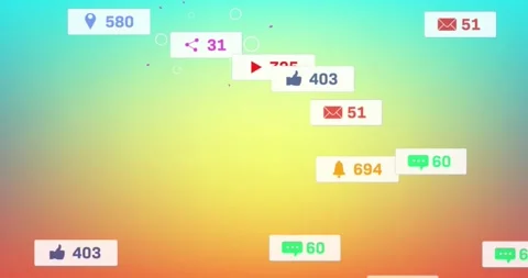 Animation of social media data processing over green and orange background Stock Footage 240258538