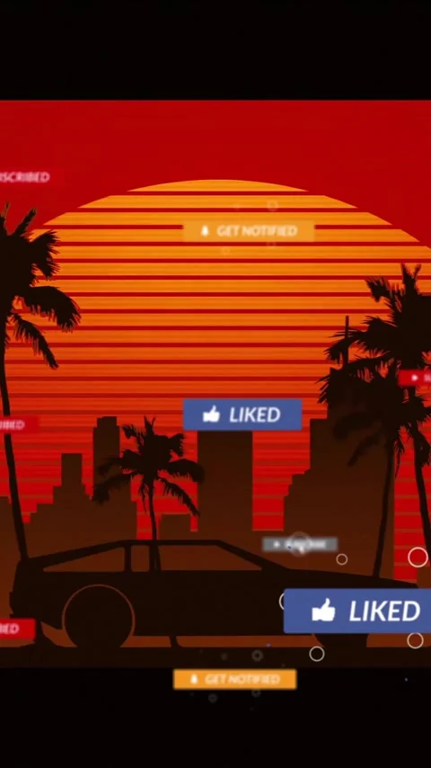 Animation of social media data processing over sun and palm trees on red Stock Footage 319264644