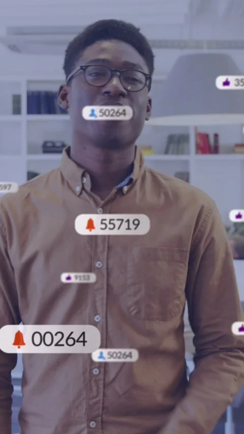 Animation of social media data processing over diverse people in office Stock Footage 344557863