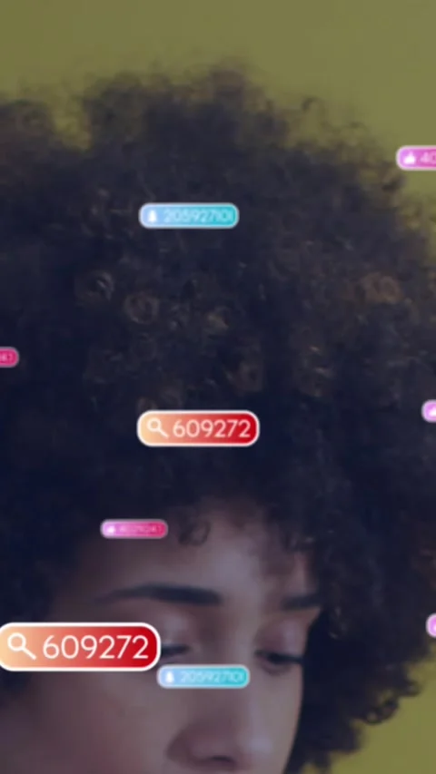Animation of social media data processing over african american businesswoman Stock Footage 344679076