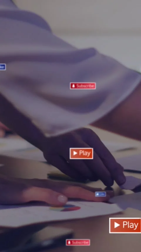 Animation of social media data processing over diverse business people in office Stock Footage 344679077