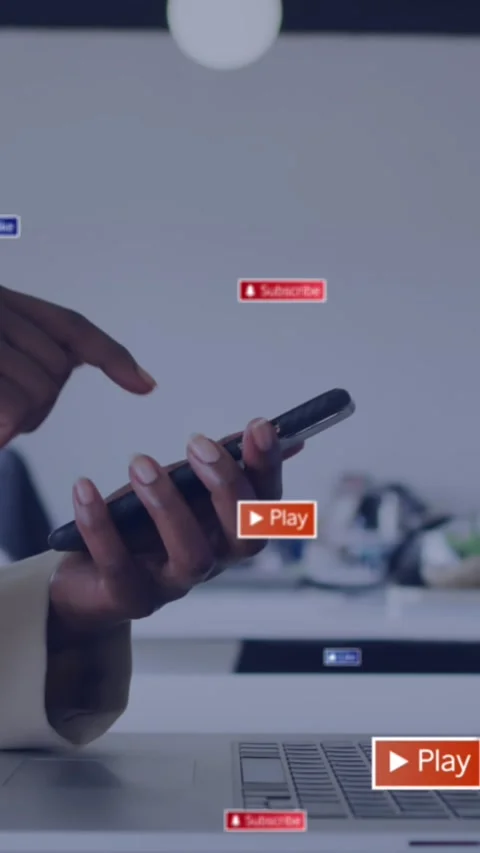 Animation of social media data processing over african american businesswoman Stock Footage 344679115