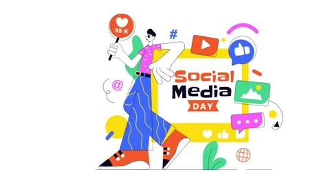 Animation of Social Media Day Vector Illustration Stock Footage 313711519