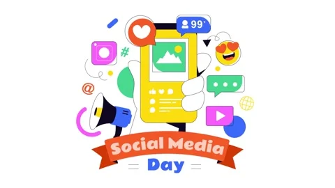 Animation of Social Media Day Vector Illustration Stock Footage 313711721