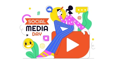 Animation of Social Media Day Vector Illustration Stock Footage 313711757