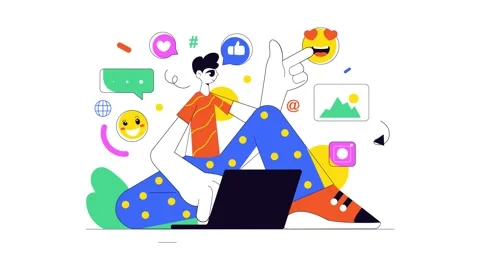 Animation of Social Media Day Vector Illustration Stock Footage 313711774