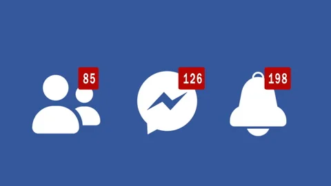 Animation of social network notifications. Facebook icons. 4K video Stock Footage 125205583
