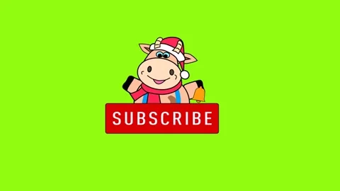 Animation of Social Network. Subscribe Button and New year bull on Green Screen. Stock Footage