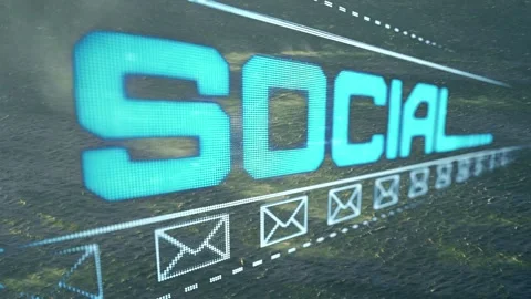Animation of social network text and mail icons over sky Stock Footage 157319593