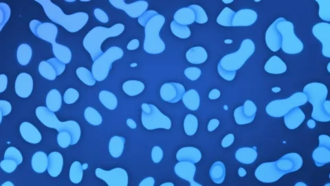An animation of soft blue gradient blobs pulse with glowing, amoeba like forms Stock Footage 331228663