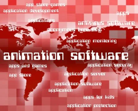 Animation Software Represents Programs Softwares And Freeware Stock Illustration
