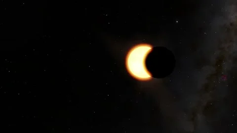 Animation of a solar eclipse with the moon passing in front of the sun. Vídeo Stock 330453857
