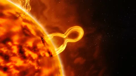 Animation of the solar flare radiation . Elements of this image furnished by Stock Footage 302593051