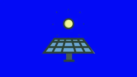 Animation solar panels isolae on blue screen. Stock Footage 259468925