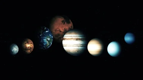 Animation of the solar system planets aligned in space Stock Footage 317856298