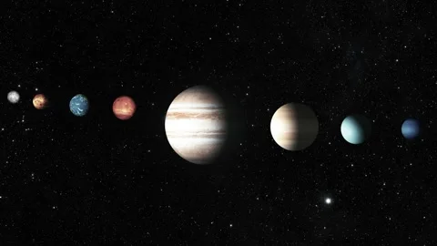 Animation of the solar system planets aligned in space Vidéo 318101590