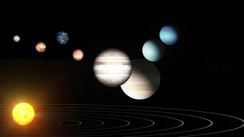 Animation of the solar system with planets aligned in a row Stock Footage 318101791