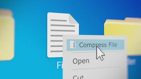 Animation of Someone Clicking a File to Compress Video stock 243976918