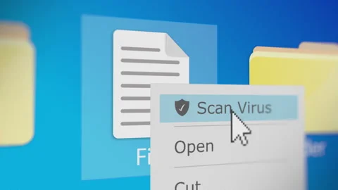 Animation of Someone Clicking a File to Scan for Viruses Stock Footage 243474222