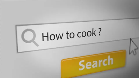 Animation of Someone Typing "How to cook?" into Search Engine Field Stock Footage 248308691
