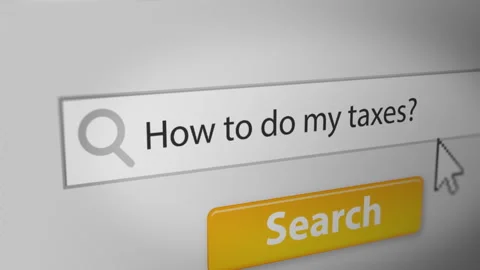 Animation of Someone Typing "How to do my taxes?" into Search Engine Field Stock Footage 241589379