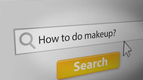 Animation of Someone Typing "How to do makeup?" into Search Engine Field Stock Footage 246791064