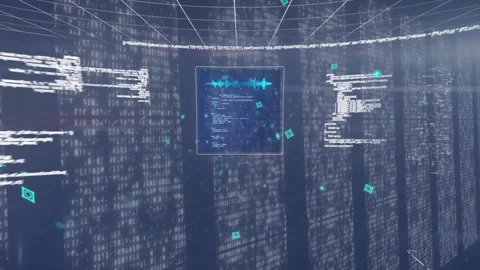 Animation of soundwave, data, numbers, icons and 6g text over grid pattern Stock Footage 330724586
