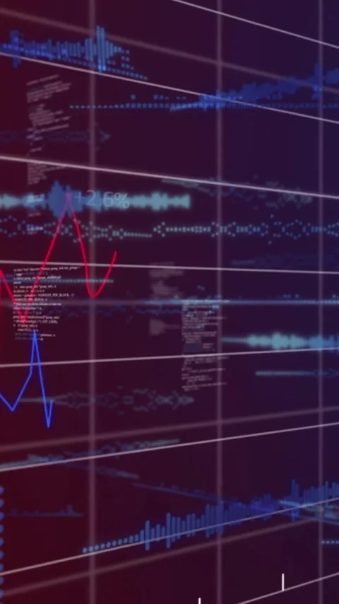 Animation of soundwaves with programming language and multiple graphs on grid 動画素材 323578974