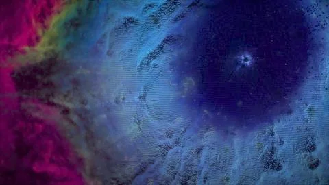 Animation of space flight through red and blue nebula. Fly through outer space Stock Illustration