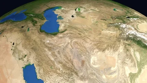 Animation from Space to Underground Uranium Enrichment Facility in Iran Stock Footage 331331224