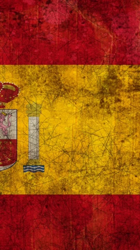 Animation of Spanish flag with distressed pattern Stock Footage 343714049