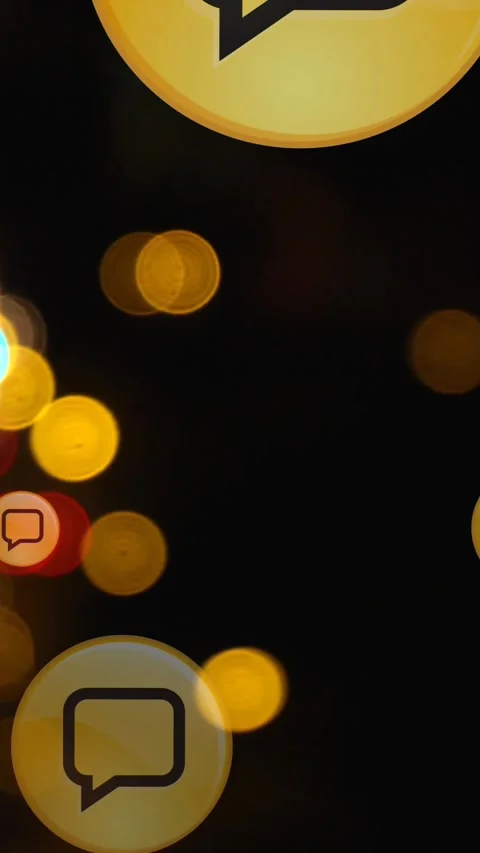Animation of speech bubble in circles over high angle view of blurred vehicles Stock Footage 341956593
