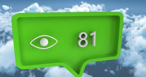 Animation of speech bubble with numbers over clouds Stock Footage 329769354