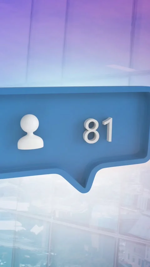 Animation of speech bubble with people icon and numbers growing over cityscape Stock Footage 342004290